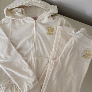 Juicy Couture Cream Velour Hoodie and Pants Set